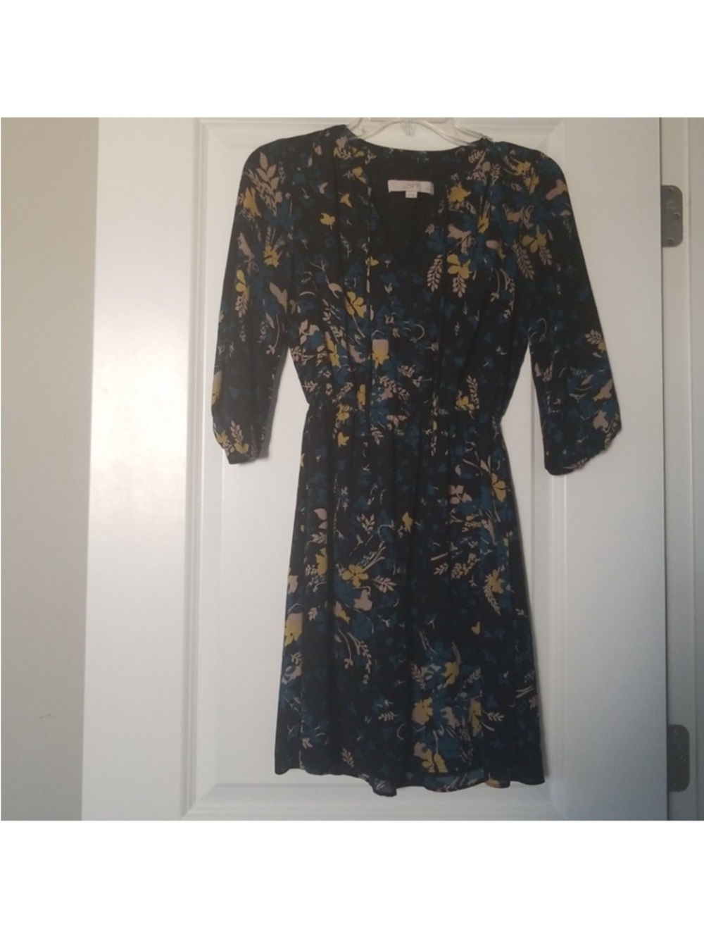 LOFT Floral Print Navy Blue Women's Dress